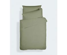 Bianca Plain Dyed Percale Bettbezug + Kissenbezug für Bett 90 cm, 100% Baumwolle, Military Green 160 x 220 + 50 x 110 cm, 2