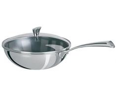 Cristel - WOK TRILAMINE 28 CM EXCALIBUR + COUVERCLE EN VERRE BOMBE CASTELINE MULTIPLY - Cristel - WT28CMEVB