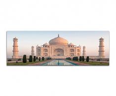 Panoramabild auf Leinwand und Keilrahmen 150x50cm Indien Taj Mahal Wasser Morgenlicht