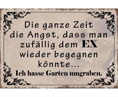 Schatzmix Spruch Zufällig dem Ex Wieder begegnen. Ich Hasse Garten umgraben Metallschild Wanddeko 20x30 cm tin Sign Blechschild, Blech, Mehrfarbig