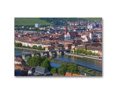 Premium Textil-Leinwand 90 x 60 cm Quer-Format Romantisches Würzburg | Wandbild, HD-Bild auf Keilrahmen, Fertigbild auf hochwertigem Vlies, Leinwanddruck von Hanna Wagner