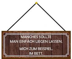 Schatzmix Bett einfach liegen Lassen… Schild Metallschild 27x10 cm mit Kordel Blechschild, Blech, Mehrfarbig
