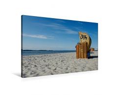 Premium Textil-Leinwand 90 x 60 cm Quer-Format Strandkorb - Impression | Wandbild, HD-Bild auf Keilrahmen, Fertigbild auf hochwertigem Vlies, Leinwanddruck von Tanja Riedel