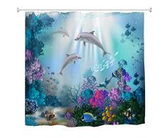 BROSHAN Stoff-Duschvorhang, Meeresdekor, blaues Meer und Wasser, nautischer Kunstdruck, Badevorhang, Polyester, wasserdicht, schimmelresistent, mit Haken, 183 x 183 cm 72Wx72L Picture 47