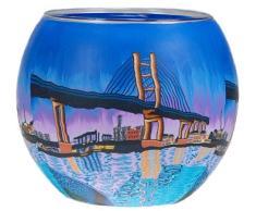 Himmlische Düfte Geschenkartikel GmbH Windlicht Glas Cup Teelichthalter Kerzenhalter SEEBRÜCKE RÜGEN/STRALSUND Größe 9 x 11 cm als Tischdekoration …