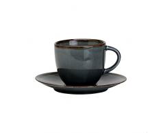 Avet Spain Tassen für Kaffee-Set mit Teller, Steingut 6.8x6.8x6 cm grau