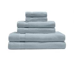 Elite Home Products Handtuch, 100% Bio-Baumwolle, 6 Stück 6-Piece Set Sterling Blue
