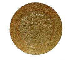 StealStreet 33 cm Glas Platzteller Gold Farbe
