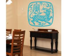 INDIGOS 4052166081078 Wandtattoo w462 Tierzeichen Tiger Wandaufkleber 120 x 116 cm, türkis