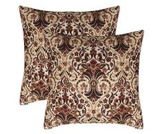 Zap Impex Brown Flower Design Kissenbezug, Kissenbezüge, Sofa & Bett Wohnkultur Design 40 X 40 cm Set von 2 Kissenbezüge