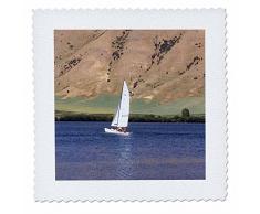 Quadratische Steppdecke mit 3D-Rosen-Motiv und Segelboot, 15,2 x 15,2 cm