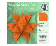 URSUS 35635541 - Faltblätter Aurelio Stern Pleasure, 33 Blatt Kreativpapier je 15 x 15 cm, 135 g/qm, beidseitig bedruckt, schöne Papiersterne für die Weihnachtszeit, orange