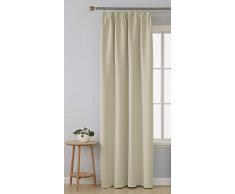 Deconovo Wohnzimmer Vorhang Blickidcht Verdunkelungsvorhang Kräuselband, Stoff, Beige, 245x140