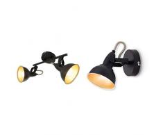 Briloner Leuchten 2049-025 Deckenleuchte, Deckenlampe mit 2 dreh-und schwenkbaren Spots im Retro/Vintage Design & 2049-015 Wandleuchte, Wandstrahler mit dreh-und schwenkbarem Spot im Retro/Vintage