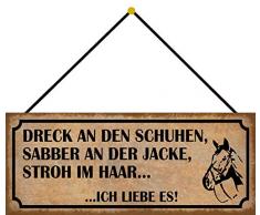 Schatzmix Pferd Dreck an Schuhe Metallschild 27x10 cm Deko tin Sign mit Kordel Blechschild, Blech, Mehrfarbig