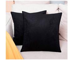2er Pack Werfen Kissen Abdeckungen NEU Design Licht Gewicht comfortabal Velourslederimitat Dekorative Kissenhülle 45,7 x 45,7 cm für Sofa, Polyester-Mischgewebe, black,2pcs, 18X18(No Insert)
