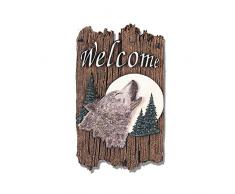 Willkommensschild, Wolf, Veranda-Dekoration, Schiefertafel, fertig zum Aufhängen