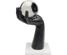 Kare Design Deko Kugel Hand, schwarze Deko Hand als Accessoire für den Wohnbereich, Weiß Farbener Sockel aus echtem Marmor, (H/B/T) 31x20x15cm