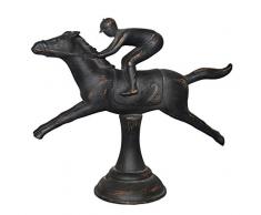 Sagebrook Home 11176 Figur Pferd und Racer, Polyresin, 26 x 10 x 24 cm, Schwarz