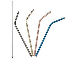 Lurch 240992 Edelstahl Trinkhalme gebogen, 21,5 cm Länge, 4 er Set mit Reinigungsbürste, 18/8