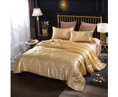 A Nice Night Satin seidig weiche Steppdecke Sexy Super Soft Microfaser Bettwäsche Bettset Full/Queen, leicht beschwert Art Deco Queen(88-by-88-inches) Gold