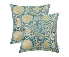CaliTime Kissen Fällen 2 Pack Polster Überwurf Kissen Displayschutzfolie Muscheln für Couch Sofa Schlafzimmer Home Weihnachten Decor, Polyester-Mischgewebe, blaugrün, 45 x 45 cm