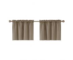 m-deconovo Solid strukturiert geprägt Rod Pocket Blackout Querbehang Vorhänge, Polyester-Mischgewebe, Taupe-2pcs, 42x18 Inch