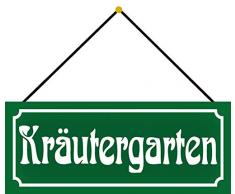 Schatzmix Nostalgie Kräutergarten Garten Metallschild 27x10 cm Deko mit Kordel Blechschild, Blech, Mehrfarbig