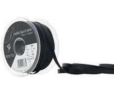 Berisfords Doppelseitiges Satinband, 7 mm x 100 m, Schwarz