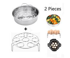 lakatay Dämpfkorb mit Ei Dampfer-Rack für sofortige Topf, Zubehör und 5/6/8 Qt Schnellkochtopf Edelstahl Gemüse Dampf Rack Ständer 2 Stück Steamer Basket With Egg Steamer Rack