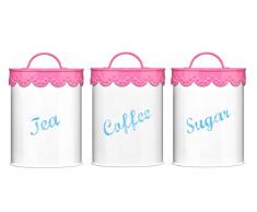 Premier Housewares Spitze Tee, Kaffee und Zucker Kanister, Pink, Set von 3