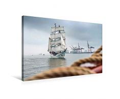 Premium Textil-Leinwand 75 x 50 cm Quer-Format Großsegler Artemis vor dem Jade Weser Port | Wandbild, HD-Bild auf Keilrahmen, Fertigbild auf hochwertigem Vlies, Leinwanddruck von Rainer Ganske Fotografie