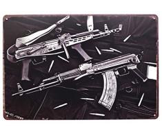 Tin Sign 1950 AK Gewehr, Metall blechschild, Wand Deko Schild, Größe 20,3 x 30,5 cm