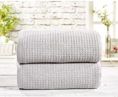 Belle Maison Handtuch-Set, Waffelmuster, 450 g/m², Baumwolle, Storm Grey, 2 Stück