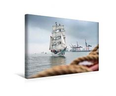 Premium Textil-Leinwand 45 x 30 cm Quer-Format Großsegler Artemis vor dem Jade Weser Port | Wandbild, HD-Bild auf Keilrahmen, Fertigbild auf hochwertigem Vlies, Leinwanddruck von Rainer Ganske Fotografie