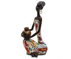 Rockin Statue Afrikanische Skulptur, farbenfrohes Kleid, sitzend mit Vase Dame Statue Deko, Sammlerstück, 38 cm hoch, Blumenkleid, tropisch, Körperskulpturen, dekorativ weiß