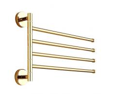 Leidener TM 4-bars Handtuch Bar Gold Messing Active zusammenklappbar Bad Handtuchhalter Regal Wand montiert Handtuch Rack, Gold Finish