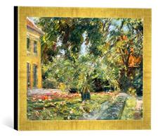 Gerahmtes Bild von Max Liebermann Garten in Wannsee, Kunstdruck im hochwertigen handgefertigten Bilder-Rahmen, 40x30 cm, Gold Raya