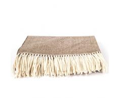 WoolMe Wolldecke aus braun Kaschmir Everest Fischgrätmuster, 130 x 180 cm, Hergestellt in Litauen mit Fransen