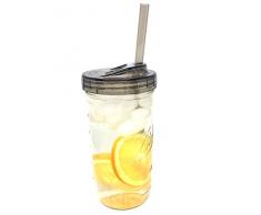Ball Glas Mason Trinken Topf mit einem Stück SIP Deckel und Trinkhalm 24oz Jar farblos
