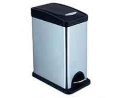 Honey-Can-Do TRS-06309 Rechteckiger Tretabfalleimer (8 l), Metall, Black/Chrome, 30.48 x 16.99 x 40.01 cm