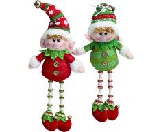 Transpac Imports Santas Elfen Set von Zwei 12 Zoll Plüsch Hänger Weihnachten Ornament