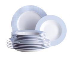 Domestic by Mäser, Serie Levante, Tafelservice 12-teilig mit je 6 Teller tief und flach, klassisches Dekor mit zartem Farbton in blau