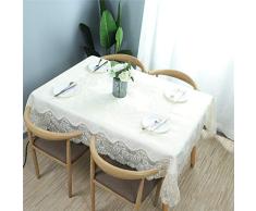 TaiXiuHome Tischdecke, Vintage, Beige mit Spitze, Bestickt mit Blumenmuster, quadratisch, Tischwäsche für Hochzeit, Esszimmer, Party, Dekoration Rectangle 59 x 86 beige