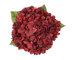 Louiesya Künstliche Blumen Hortensien mit 5 großen Köpfen Kunstblumen Strauß Blumenstrauß für Zuhause Hochzeit Party Dekoration DIY Dark Red, 5 Flower Heads