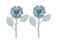 YYC LED-1 Paar Rose Blume Dekorative Draperie raffarme Landhaus Stil Vorhang Haken blau
