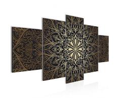 Bilder Mandala Abstrakt Wandbild 200 x 100 cm Vlies - Leinwand Bild XXL Format Wandbilder Wohnzimmer Wohnung Deko Kunstdrucke Braun 5 Teilig - MADE IN GERMANY - Fertig zum Aufhängen 107451a