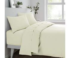 Sleepdown Spannbetttuch aus Polycotton, für Doppelbett, elfenbeinfarben