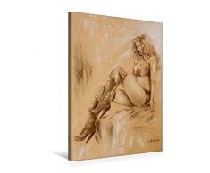 Calvendo Premium Textil-Leinwand 50 cm x 75 cm hoch, Girl in High Heels | Wandbild, Bild auf Keilrahmen, Fertigbild auf echter Leinwand, Leinwanddruck: Erotik Pastellgemälde Menschen Menschen