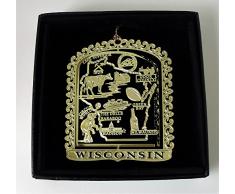 Wisconsin State Messing Ornament schwarz Geschenkbox aus Kunstleder